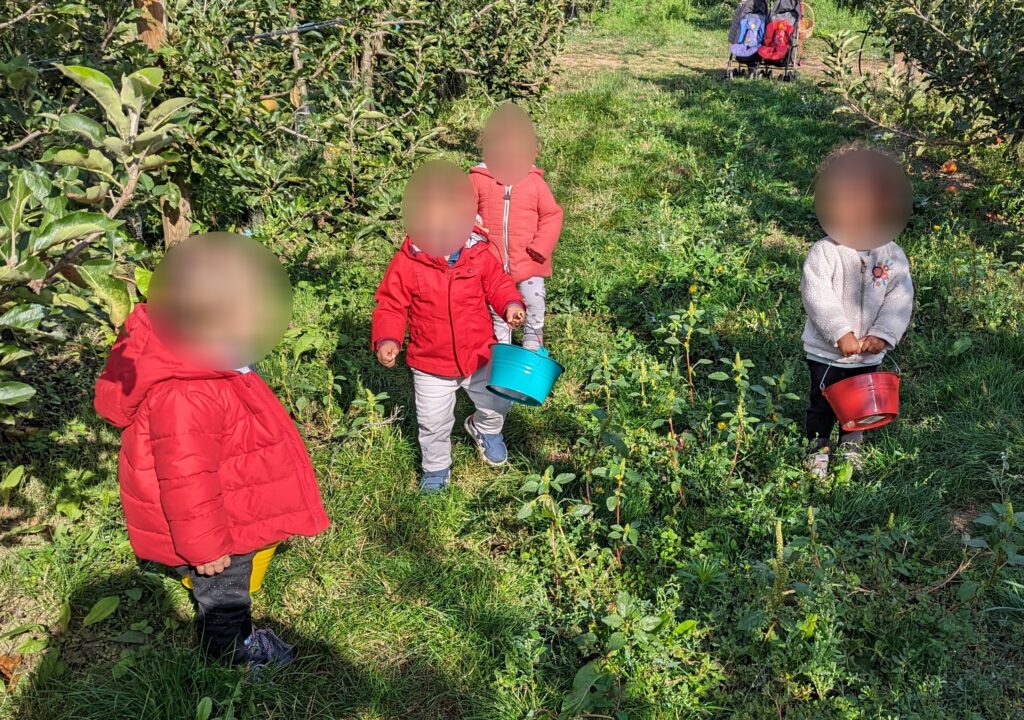 sortie avec assistante maternelle au verger